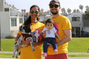 Family with child and dog at the Hunger Walk